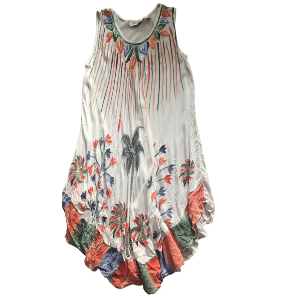 White & Orange Floral Shift Dress - Plus